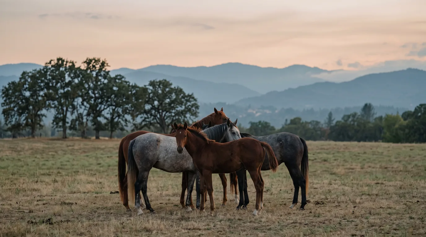 Chevaux en liberté, Écuries des Effeuillers, Isère